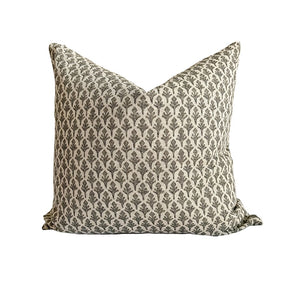 Charcoal Floral Pillow Cover